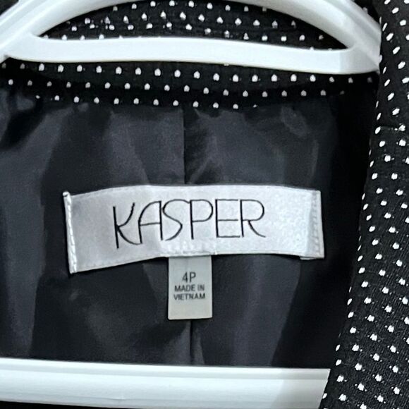 Kasper Women’s Black & White Polka Dotted Blazer Jacket Business Casual Sz-4P - Picture 8 of 8
